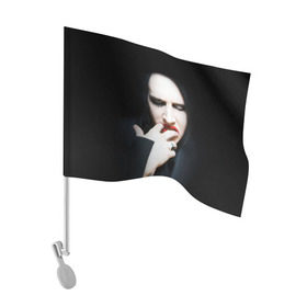 Флаг для автомобиля с принтом Marilyn Manson в Новосибирске, 100% полиэстер | Размер: 30*21 см | звезда | знаменитость | музыка | мэрилин мэнсон | певец | рокер