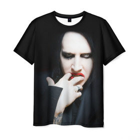 Мужская футболка 3D с принтом Marilyn Manson в Новосибирске, 100% полиэфир | прямой крой, круглый вырез горловины, длина до линии бедер | Тематика изображения на принте: звезда | знаменитость | музыка | мэрилин мэнсон | певец | рокер