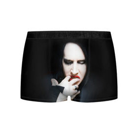 Мужские трусы 3D с принтом Marilyn Manson в Новосибирске, 50% хлопок, 50% полиэстер | классическая посадка, на поясе мягкая тканевая резинка | Тематика изображения на принте: звезда | знаменитость | музыка | мэрилин мэнсон | певец | рокер