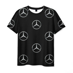 Мужская футболка 3D с принтом Mercedes в Новосибирске, 100% полиэфир | прямой крой, круглый вырез горловины, длина до линии бедер | мерседес