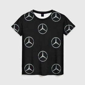 Женская футболка 3D с принтом Mercedes в Новосибирске, 100% полиэфир ( синтетическое хлопкоподобное полотно) | прямой крой, круглый вырез горловины, длина до линии бедер | мерседес