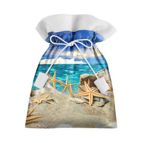 Подарочный 3D мешок с принтом Морской пляж 4 в Новосибирске, 100% полиэстер | Размер: 29*39 см | море | отдых | отпуск | пляж | ракушки | туризм