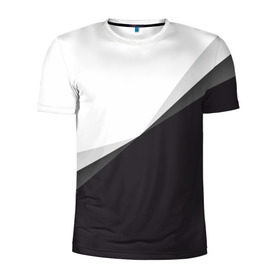 Мужская футболка 3D спортивная с принтом Минимализм в Новосибирске, 100% полиэстер с улучшенными характеристиками | приталенный силуэт, круглая горловина, широкие плечи, сужается к линии бедра | белый | геометрия | полосы | черный