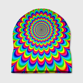 Шапка 3D с принтом Psychedelic в Новосибирске, 100% полиэстер | универсальный размер, печать по всей поверхности изделия | круги | радужный | разоцветный | яркий