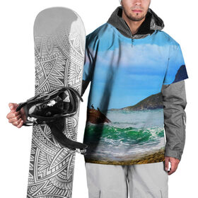 Накидка на куртку 3D с принтом Берег в Новосибирске, 100% полиэстер |  | Тематика изображения на принте: 3д | лето | море | новая | океан