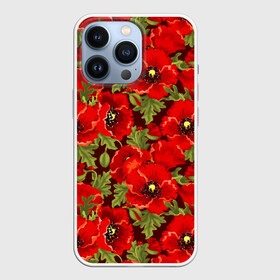Чехол для iPhone 13 Pro с принтом Маки в Новосибирске,  |  | flowers | poppies | red | wild | красные | мак | маки | полевые | цветы