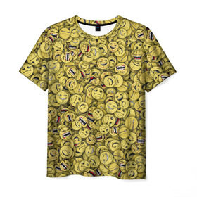 Мужская футболка 3D с принтом Злобные смайлы в Новосибирске, 100% полиэфир | прямой крой, круглый вырез горловины, длина до линии бедер | Тематика изображения на принте: peka | smile | yoba