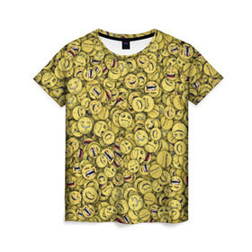 Женская футболка 3D с принтом Злобные смайлы в Новосибирске, 100% полиэфир ( синтетическое хлопкоподобное полотно) | прямой крой, круглый вырез горловины, длина до линии бедер | peka | smile | yoba