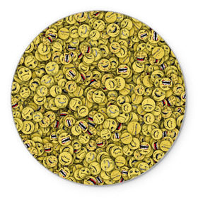 Коврик круглый с принтом Злобные смайлы в Новосибирске, резина и полиэстер | круглая форма, изображение наносится на всю лицевую часть | peka | smile | yoba