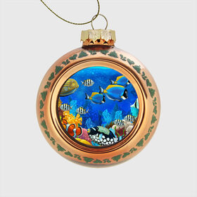 Стеклянный ёлочный шар с принтом Экзотические рыбки в Новосибирске, Стекло | Диаметр: 80 мм | животые | красочные | морские | рыбки | цветные | экзотические