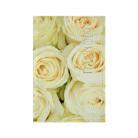 Обложка для паспорта матовая кожа с принтом Белые розы в Новосибирске, натуральная матовая кожа | размер 19,3 х 13,7 см; прозрачные пластиковые крепления | лепестки | розы | цветы