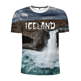 Мужская футболка 3D спортивная с принтом Исландия. Водопад в Новосибирске, 100% полиэстер с улучшенными характеристиками | приталенный силуэт, круглая горловина, широкие плечи, сужается к линии бедра | исландия