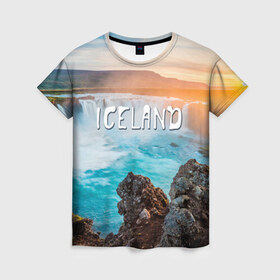 Женская футболка 3D с принтом Исландия. Водопад в Новосибирске, 100% полиэфир ( синтетическое хлопкоподобное полотно) | прямой крой, круглый вырез горловины, длина до линии бедер | исландия