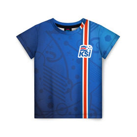 Детская футболка 3D с принтом Форма сборной Исландии по футболу в Новосибирске, 100% гипоаллергенный полиэфир | прямой крой, круглый вырез горловины, длина до линии бедер, чуть спущенное плечо, ткань немного тянется | euro 2016