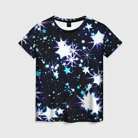 Женская футболка 3D с принтом Star в Новосибирске, 100% полиэфир ( синтетическое хлопкоподобное полотно) | прямой крой, круглый вырез горловины, длина до линии бедер | вселенная | галактика | звезды