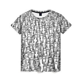 Женская футболка 3D с принтом Хатифнатты в Новосибирске, 100% полиэфир ( синтетическое хлопкоподобное полотно) | прямой крой, круглый вырез горловины, длина до линии бедер | moomintroll | мумми тролль