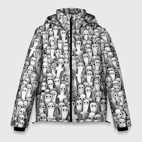 Мужская зимняя куртка 3D с принтом Хатифнатты в Новосибирске, верх — 100% полиэстер; подкладка — 100% полиэстер; утеплитель — 100% полиэстер | длина ниже бедра, свободный силуэт Оверсайз. Есть воротник-стойка, отстегивающийся капюшон и ветрозащитная планка. 

Боковые карманы с листочкой на кнопках и внутренний карман на молнии. | Тематика изображения на принте: moomintroll | мумми тролль