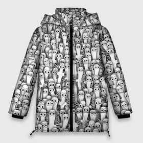 Женская зимняя куртка 3D с принтом Хатифнатты в Новосибирске, верх — 100% полиэстер; подкладка — 100% полиэстер; утеплитель — 100% полиэстер | длина ниже бедра, силуэт Оверсайз. Есть воротник-стойка, отстегивающийся капюшон и ветрозащитная планка. 

Боковые карманы с листочкой на кнопках и внутренний карман на молнии | moomintroll | мумми тролль