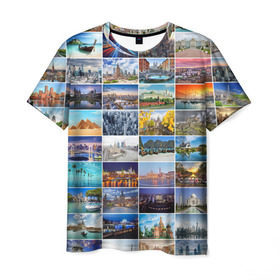 Мужская футболка 3D с принтом Страны мира (10х10) в Новосибирске, 100% полиэфир | прямой крой, круглый вырез горловины, длина до линии бедер | азия | берлин | вегас | венеция | воспоминания | города | достопримечательности | европа | египет | калифорния | каникулы | лондон | милан | москва | ностальгия | нью йорк | отдых | отпуск | память
