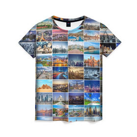 Женская футболка 3D с принтом Туризм (10х10) в Новосибирске, 100% полиэфир ( синтетическое хлопкоподобное полотно) | прямой крой, круглый вырез горловины, длина до линии бедер | азия | берлин | вегас | венеция | воспоминания | города | достопримечательности | европа | египет | калифорния | каникулы | лондон | милан | москва | ностальгия | нью йорк | отдых | отпуск | память