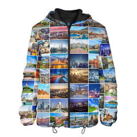 Мужская куртка 3D с принтом Туризм (10х10) в Новосибирске, ткань верха — 100% полиэстер, подклад — флис | прямой крой, подол и капюшон оформлены резинкой с фиксаторами, два кармана без застежек по бокам, один большой потайной карман на груди. Карман на груди застегивается на липучку | азия | берлин | вегас | венеция | воспоминания | города | достопримечательности | европа | египет | калифорния | каникулы | лондон | милан | москва | ностальгия | нью йорк | отдых | отпуск | память
