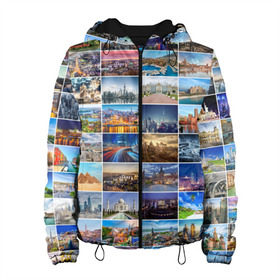 Женская куртка 3D с принтом Туризм (10х10) в Новосибирске, ткань верха — 100% полиэстер, подклад — флис | прямой крой, подол и капюшон оформлены резинкой с фиксаторами, два кармана без застежек по бокам, один большой потайной карман на груди. Карман на груди застегивается на липучку | Тематика изображения на принте: азия | берлин | вегас | венеция | воспоминания | города | достопримечательности | европа | египет | калифорния | каникулы | лондон | милан | москва | ностальгия | нью йорк | отдых | отпуск | память