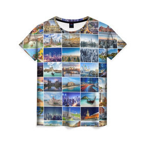 Женская футболка 3D с принтом Страны мира (9х9) в Новосибирске, 100% полиэфир ( синтетическое хлопкоподобное полотно) | прямой крой, круглый вырез горловины, длина до линии бедер | азия | берлин | вегас | венеция | воспоминания | города | достопримечательности | европа | египет | калифорния | каникулы | лондон | милан | москва | ностальгия | нью йорк | отдых | отпуск | память