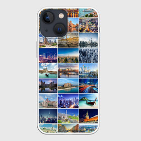 Чехол для iPhone 13 mini с принтом Страны мира (9х9) в Новосибирске,  |  | азия | берлин | вегас | венеция | воспоминания | города | достопримечательности | европа | египет | калифорния | каникулы | лондон | милан | москва | ностальгия | нью йорк | отдых | отпуск | память