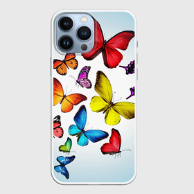 Чехол для iPhone 13 Pro Max с принтом Butterflies в Новосибирске,  |  | Тематика изображения на принте: бабочки | белый | картинка | лето | природа | рисунок | розовый | цвета