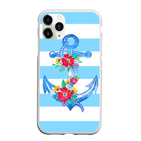 Чехол для iPhone 11 Pro матовый с принтом Якорь в Новосибирске, Силикон |  | белый | верёвка | вода | корабль | красный | море | песок | пляж | синий | цвет | цветы | якорь