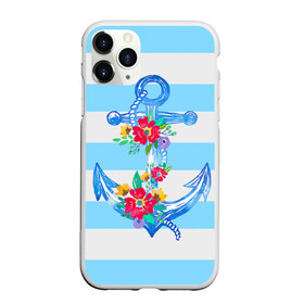 Чехол для iPhone 11 Pro Max матовый с принтом Якорь в Новосибирске, Силикон |  | белый | верёвка | вода | корабль | красный | море | песок | пляж | синий | цвет | цветы | якорь