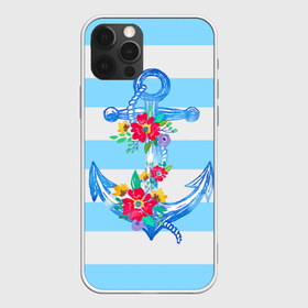 Чехол для iPhone 12 Pro Max с принтом Якорь в Новосибирске, Силикон |  | белый | верёвка | вода | корабль | красный | море | песок | пляж | синий | цвет | цветы | якорь
