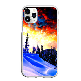 Чехол для iPhone 11 Pro матовый с принтом Зимний лес в Новосибирске, Силикон |  | Тематика изображения на принте: вечер | закат | зима | лес | снег