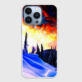 Чехол для iPhone 13 Pro с принтом Зимний лес в Новосибирске,  |  | вечер | закат | зима | лес | снег