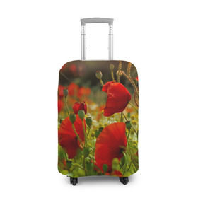 Чехол для чемодана 3D с принтом Маки в Новосибирске, 86% полиэфир, 14% спандекс | двустороннее нанесение принта, прорези для ручек и колес | field | flowers | meadow | nature | poppies | poppy | red | summer | wild | красные | лето | луг | мак | маки | поле | полевые | природа | цветы