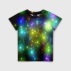 Детская футболка 3D с принтом Звёзды в Новосибирске, 100% гипоаллергенный полиэфир | прямой крой, круглый вырез горловины, длина до линии бедер, чуть спущенное плечо, ткань немного тянется | Тематика изображения на принте: вселенная | галактика | звезды