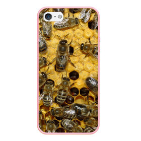 Чехол для iPhone 5/5S матовый с принтом Пчела в Новосибирске, Силикон | Область печати: задняя сторона чехла, без боковых панелей | Тематика изображения на принте: лето | мед | насекомые | оса | природа | пчелы | шмель