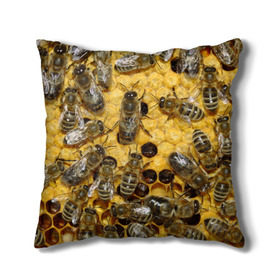 Подушка 3D с принтом Пчела в Новосибирске, наволочка – 100% полиэстер, наполнитель – холлофайбер (легкий наполнитель, не вызывает аллергию). | состоит из подушки и наволочки. Наволочка на молнии, легко снимается для стирки | лето | мед | насекомые | оса | природа | пчелы | шмель