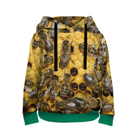 Детская толстовка 3D с принтом Пчела в Новосибирске, 100% полиэстер | двухслойный капюшон со шнурком для регулировки, мягкие манжеты на рукавах и по низу толстовки, спереди карман-кенгуру с мягким внутренним слоем | Тематика изображения на принте: лето | мед | насекомые | оса | природа | пчелы | шмель