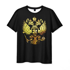 Мужская футболка 3D с принтом Герб России (Art) в Новосибирске, 100% полиэфир | прямой крой, круглый вырез горловины, длина до линии бедер | патриот | патриотизм | победа | россия | русский