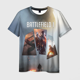 Мужская футболка 3D с принтом Battlefield 1 в Новосибирске, 100% полиэфир | прямой крой, круглый вырез горловины, длина до линии бедер | battlefield | батла | батлфилд