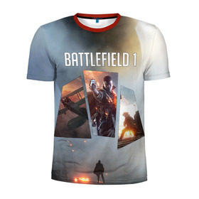 Мужская футболка 3D спортивная с принтом Battlefield 1 в Новосибирске, 100% полиэстер с улучшенными характеристиками | приталенный силуэт, круглая горловина, широкие плечи, сужается к линии бедра | battlefield | батла | батлфилд