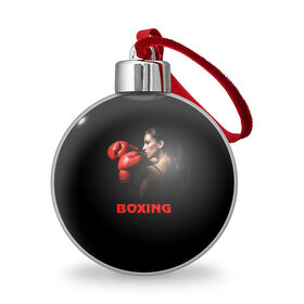 Ёлочный шар с принтом BOXING в Новосибирске, Пластик | Диаметр: 77 мм | Тематика изображения на принте: бокс. box | боксёр | боксёрские перчатки | единоборства | спорт