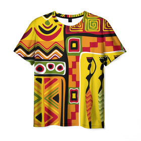 Мужская футболка 3D с принтом Африка в Новосибирске, 100% полиэфир | прямой крой, круглый вырез горловины, длина до линии бедер | Тематика изображения на принте: орнамент | этнический | этно | яркий