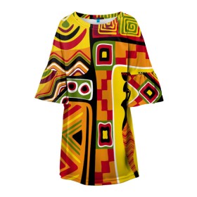 Детское платье 3D с принтом Африка в Новосибирске, 100% полиэстер | прямой силуэт, чуть расширенный к низу. Круглая горловина, на рукавах — воланы | орнамент | этнический | этно | яркий