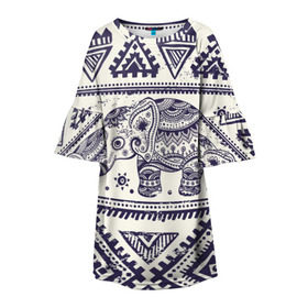 Детское платье 3D с принтом Африка в Новосибирске, 100% полиэстер | прямой силуэт, чуть расширенный к низу. Круглая горловина, на рукавах — воланы | орнамент | слон | этно