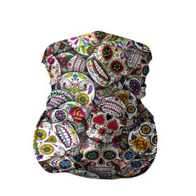 Бандана-труба 3D с принтом Мексиканские черепа в Новосибирске, 100% полиэстер, ткань с особыми свойствами — Activecool | плотность 150‒180 г/м2; хорошо тянется, но сохраняет форму | Тематика изображения на принте: calavera | sugar skull | день мертвых | мексика | традиция | узоры | цветы
