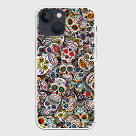 Чехол для iPhone 13 mini с принтом Мексиканские черепа в Новосибирске,  |  | calavera | sugar skull | день мертвых | мексика | традиция | узоры | цветы