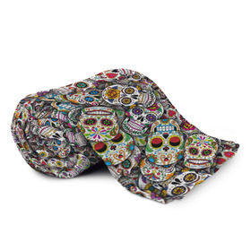 Плед 3D с принтом Мексиканские черепа в Новосибирске, 100% полиэстер | закругленные углы, все края обработаны. Ткань не мнется и не растягивается | Тематика изображения на принте: calavera | sugar skull | день мертвых | мексика | традиция | узоры | цветы
