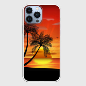 Чехол для iPhone 13 Pro Max с принтом Закат 1 в Новосибирске,  |  | море | отдых | отпуск | пальмы | пляж | солнце | туризм